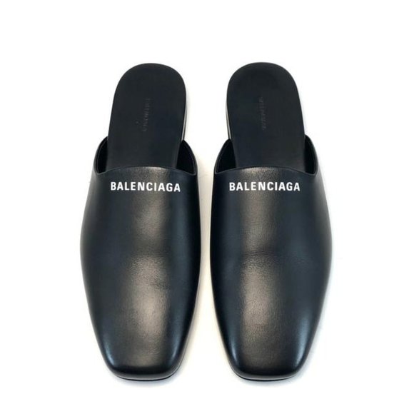 Balenciaga Cosy Logo Leather Slides - Picture 1 of 12